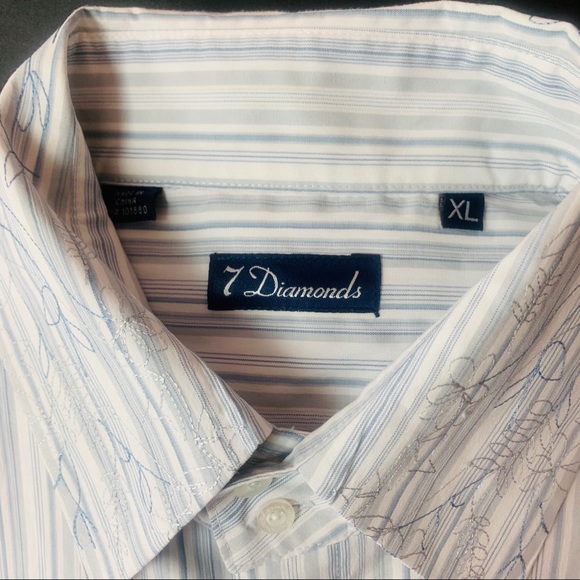 7 Diamond/Embroider Floral Striped White Gray Blue - Picture 6 of 8